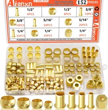 152PCS 4 Sizes Brass Compression Fittings Assortment Kit- 1/2", 3/8", 5/16", 1/4