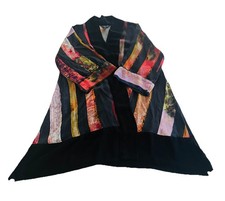 Citron Santa Monica Silk Multicolor Striped Kimono Jacket Small Boho Maximalism