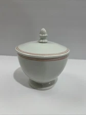 RARE Antique Meissen White Porcelain And Red Swirls Sugar Bowl