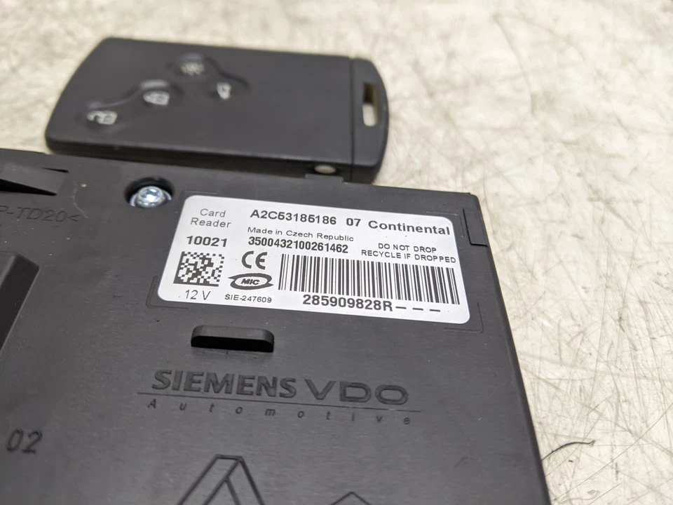 RENAULT MEGANE DYNAMIQUE DCI MK3 2008-2010 IGNITION KEY & READER 285909828R — 第 3/4 张图片