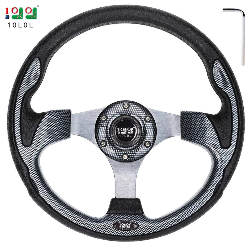 Volante de carro de golf de fibra de carbono 10L0L apto para Yamaha EZGO Club Car SIN adaptador Foto 4 de 4