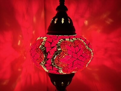 Samarkand Mosaiklampe – Orientalische Tischlampe, Orange, Handarbeit, E14-Fassung