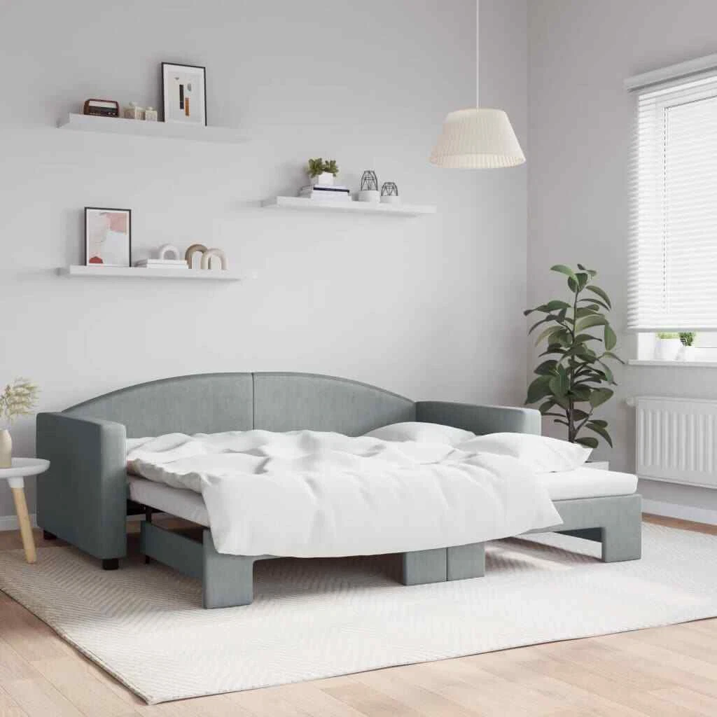 Daybed with Trundle Light Grey 90x190 cm Fabric vidaXL eBay