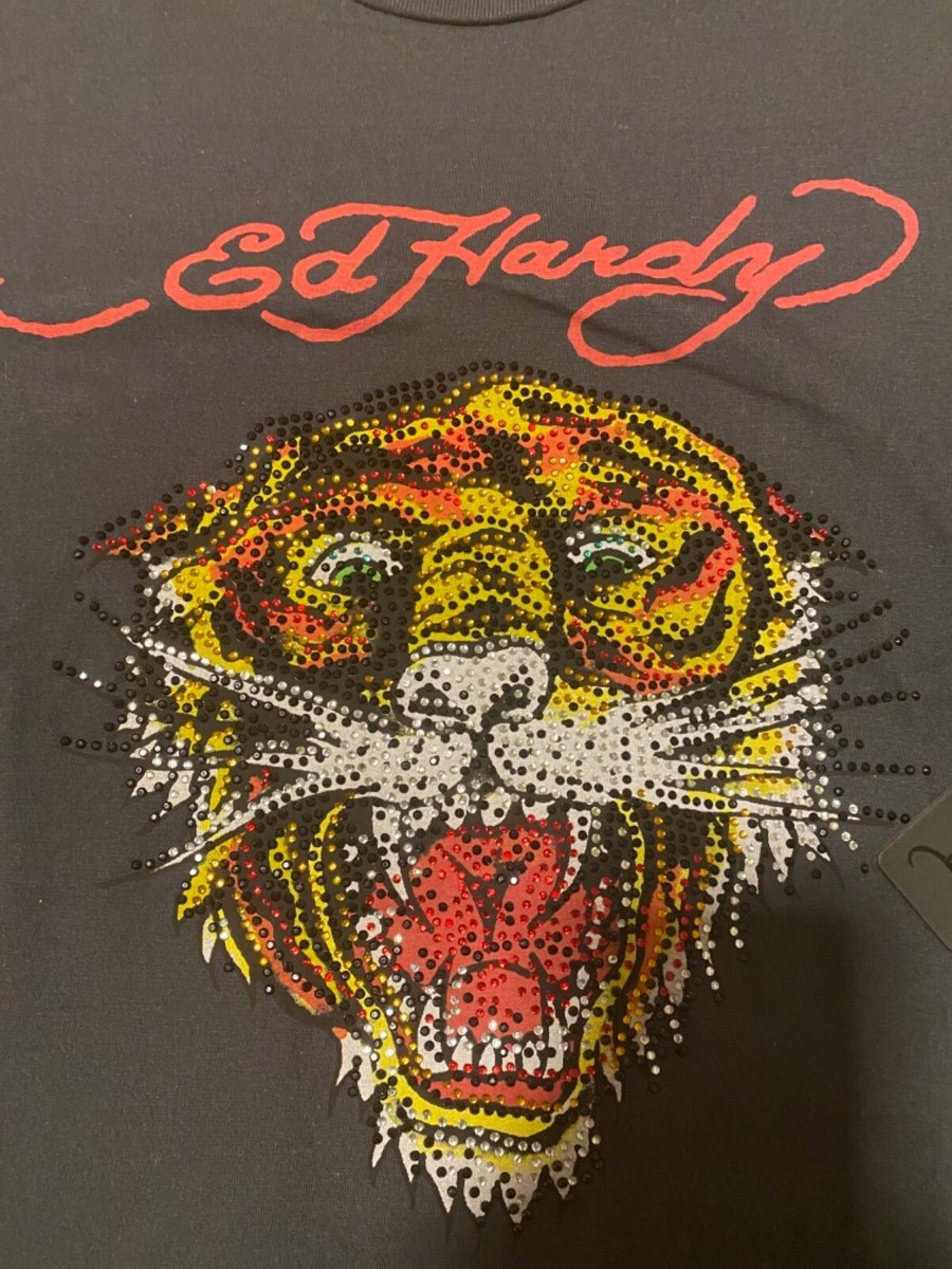 y2k✨️ 新品未使用 Ed Hardy ラインストーン タイガー ロゴ ロンT 楽天市場】ED HARDY/エドハーディーラインストーン付きL/T