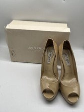 Jimmy Choo Nude Patent Leather Peep Toe Platform Pump sz 40