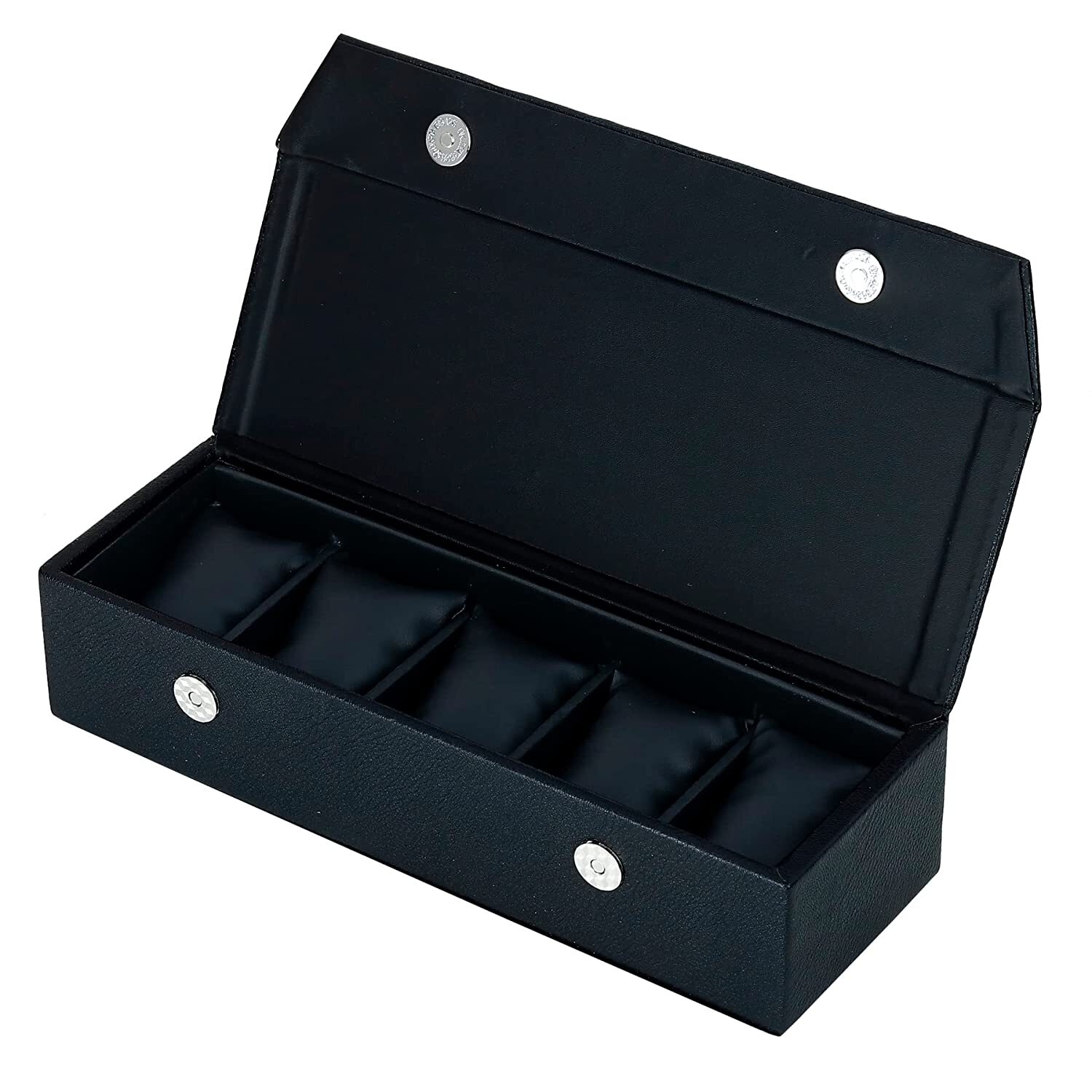 Vegan Leather Watch Box Organizer with 5 Slots for Jewelry Display Case-image