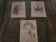 3 fun unicorn, Ready to Hang Canvas Wall Art Set of 3 for children