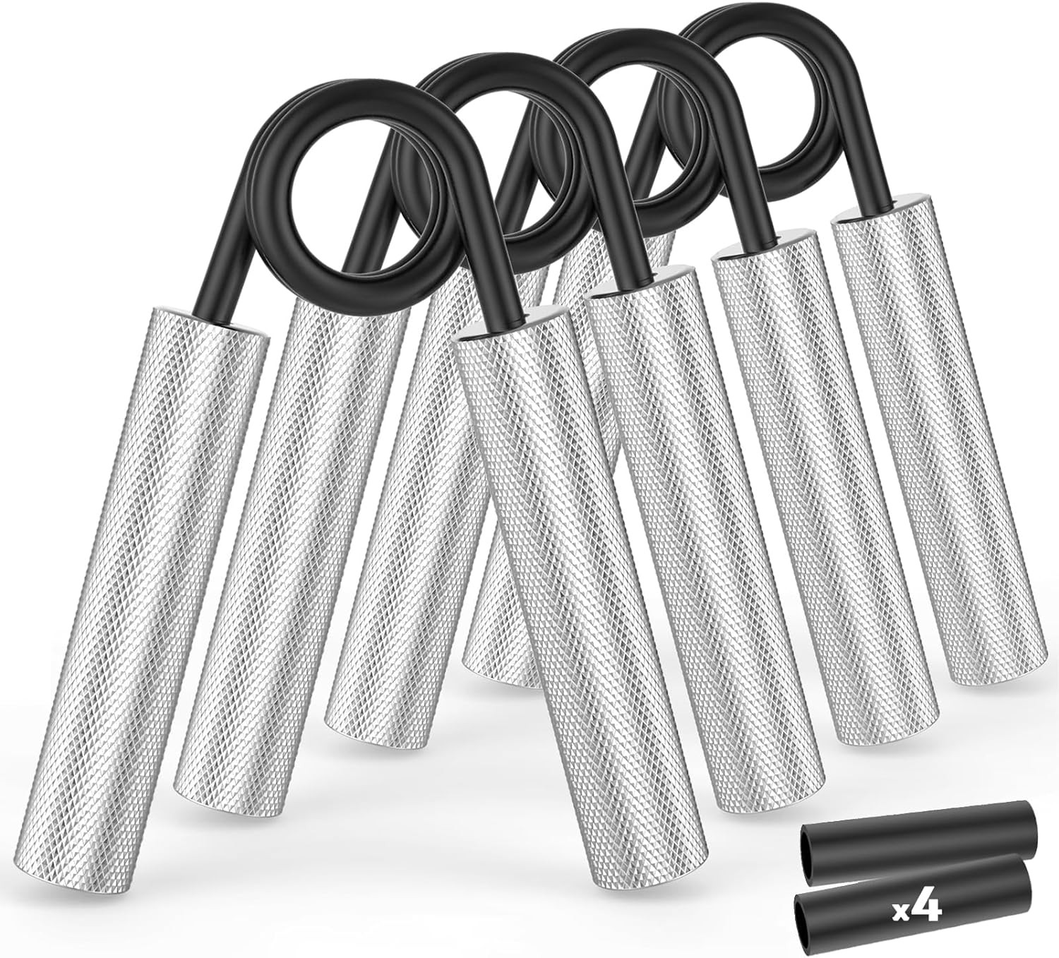 Grip Strength Trainer 4 Pack 50-200LB Metal Hand Grip Forearm Exerciser Non-Slip