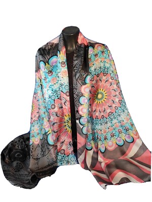 Foulard Pura Seta 💯 Sciarpa Stola Granfoulard Pareo Chador Hijab