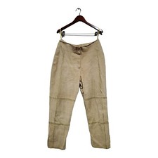 Suede Essentials Women's Leather Rayon Tan Pants Boho Western Stitched Size L