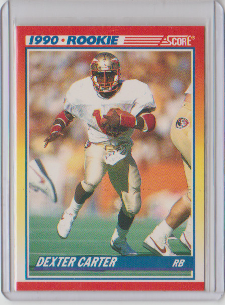 1990 Score Rookie Card #657 Dexter Carter FSU Seminoles San Francisco 49ers