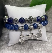 2 PC Handmade Boho Beaded Stackable 6.5  Plus Stretch Bracelet Set New B1184