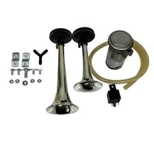 CR UNIVERSAL LOUD DUAL TRAIN AIR HORN COMPRESSOR KIT CAR/TRUCK 12V - SOUND VIDEO