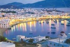 Landscape greece mediterranean sea bay cityscape dusk Custom Gaming Mat Desk