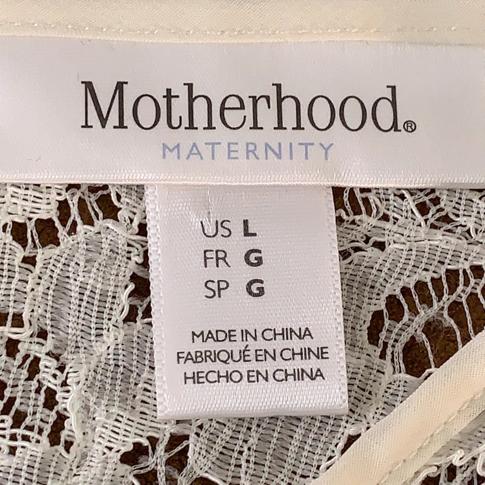 Motherhood Maternity Women's Size Large Ivory Lace Layered Short Sleeve Blouse - Image 2 of 4