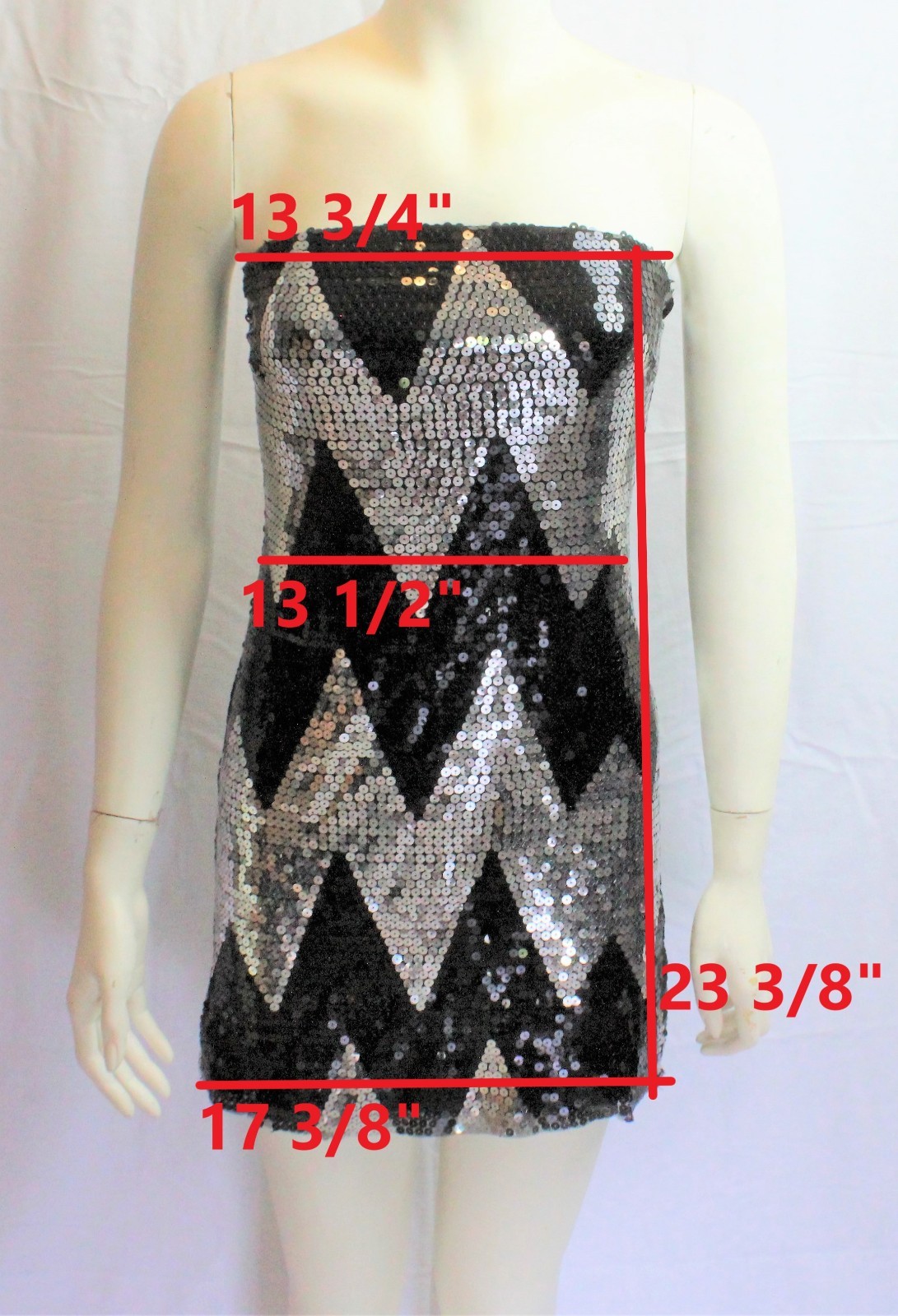 Max Rave Womens Sequin Black Silver Strapless Party Cocktail Dress Sz M ...