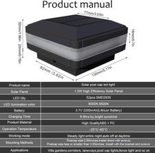 Solar Decking Post Lights Outdoor Garden Post Deck Cap Square Fence Lights 4''
