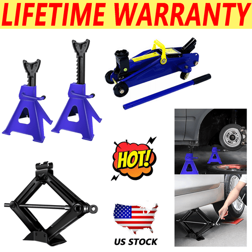 Scissor Jack Hydraulic Floor Trolley Jack & Axle Stands 3 Ton Car Van Lifting