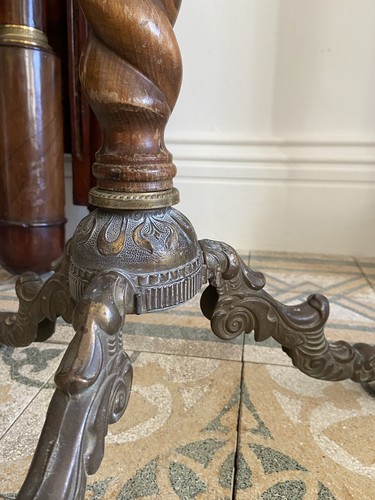 A Large Brass and Turned Wood Continental Pricket Altar Candlestick 79cm - Bild 3 von 9