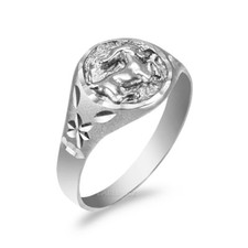 Sterling Silver Capricorn Ladies Zodiac Sign Ring