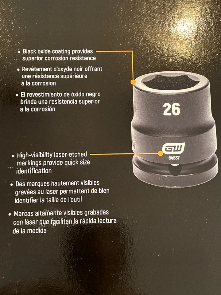 Gearwrench 3/4" Inch Drive Metric Impact Sockets 6pt-19mm-50mm-Pick Your Size! - Image 2 of 3