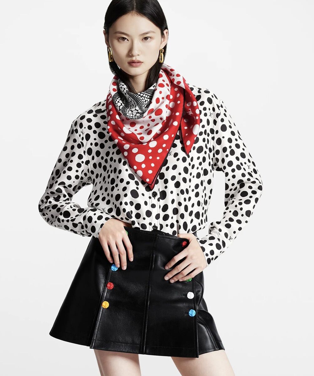 Yayoi Kusama Louis Vuitton Pumpkin Scarf Red LV X YK INFINITY DOTS SQUARE 90