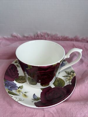 Floral Astbury Staffordshire Royal Albert Works Tea Cups And Saucers