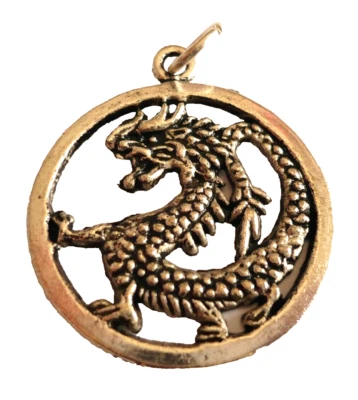 großer DRACHE Anhänger im Ring Tibet Silber Schmuck NEU - Bild 1 von 2