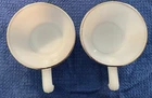 Two Vintage Anchor Hocking Fire King White Milk Glass Soup Bowls With Handle