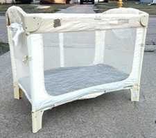 ARMS REACH PORTABLE BABY CRIB PLAY PEN WITH TRAVEL CASE, PAD,  PAD COVER GREAT