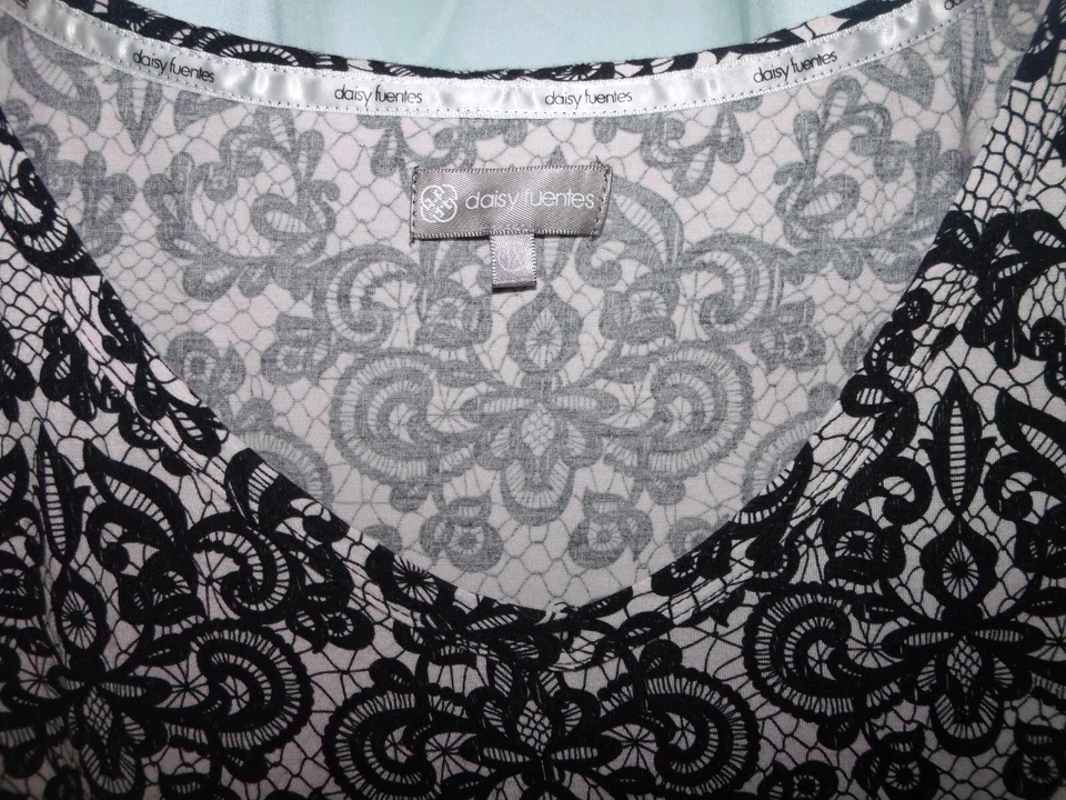 daisy fuentes Black Ivory Geometric Soft Pullover T-Shirt Dress Size 1X - Image 3 of 4