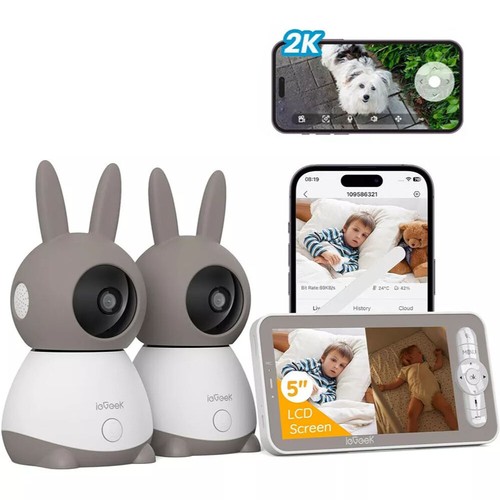 2K ieGeek 5'' Baby Monitor Video e Audio con Fotocamere Telecamera Rilevamento - Foto 11 di 11