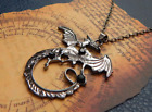 Dragon Necklace Pendant Black Gunmetal Jewelry Handmade Fashion Chain Fantasy