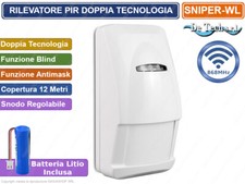PIR SENSORE RIVELATORE DOPPIA TECNOLOGIA 15 METRI BLIND ANTIMASK WIRELESS 868MHZ