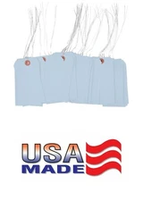 100 pcs of 4 3/4" x 2 3/8" Baby Light Blue Cardstock Hang Tags with Wire Size 5