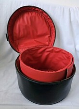 Huge Hat Box Cosmetic Box. Genuine Leather. Vintage Bag Carry Cylinder Bag