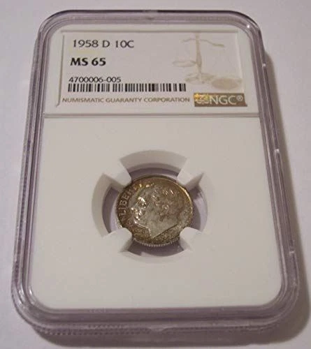 1958 D Roosevelt Dime MS65 NGC Nice Toning