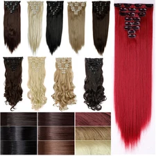 Real Thick Clip In Hair Extensions Straight Full Head as Human Hair Extentions