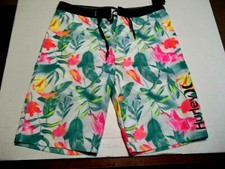 NEW Hurley pink green black floral boys youth sz 20 boardshorts swimsuit