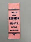 Civil War Reunion Silk Ribbon 115th OVI Regiment Canton Ohio 1892  5" x 1.5"