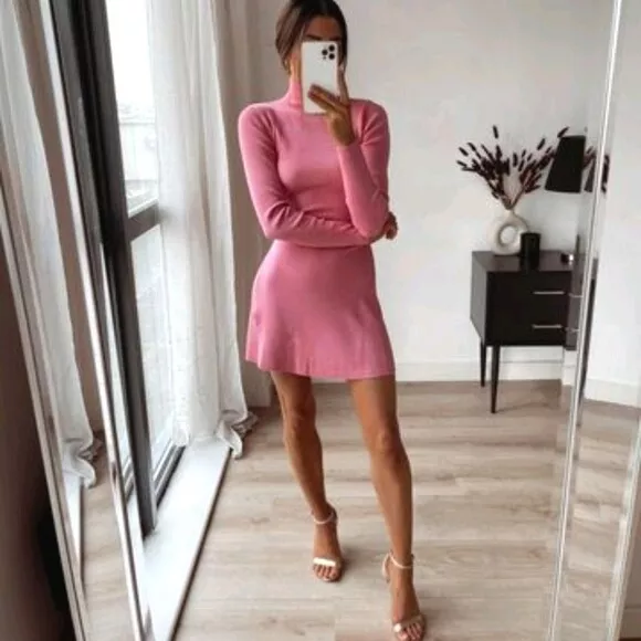 pink knit dress