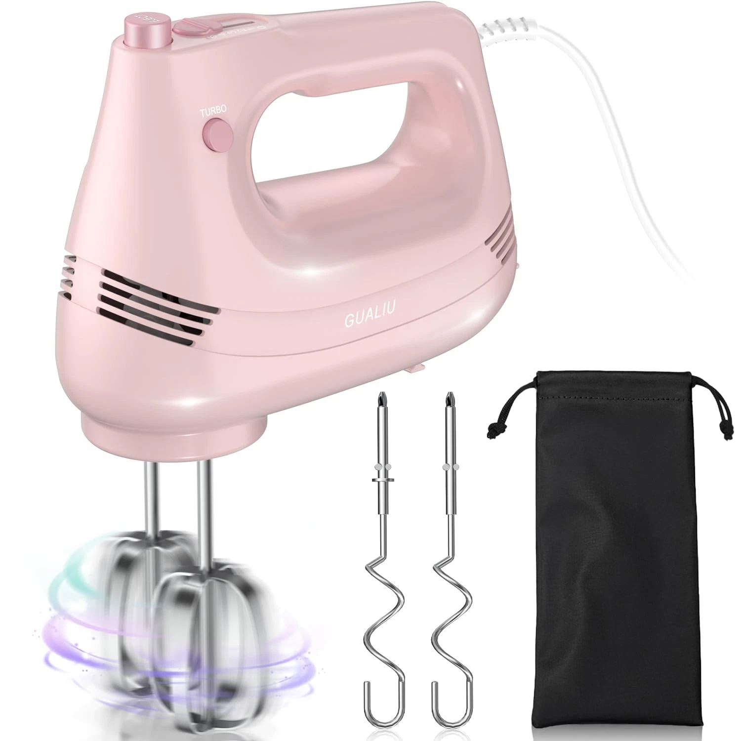 Electric Hand Mixer with Stainless Steel Whisk, Dough Hook Attachment and Sto...