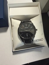 Seiko Men's SGEG79 Black Dial Black IP Stainless Steel Bracelet Quartz Watch