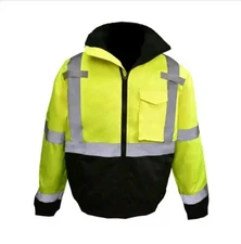 NWT Radwear Class 3 Quilted Bomber Jacket Hi Vis Yellow Black Bottom - M