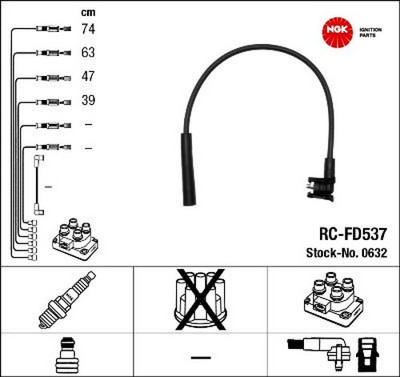 NGK 0632 Zündleitungssatz Zündkabelsatz Zündkabel für Ford 