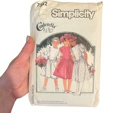 Simplicity 7342 Sewing Pattern Girls Size 7 Cinderella Dress Vintage 1986 80s
