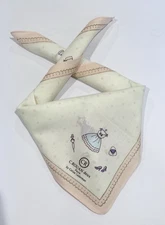 WOMEN HANDKERCHIEF Pink White Dress Gold  C.Rouan Deux COTTON POCKET SQUARE 19.5