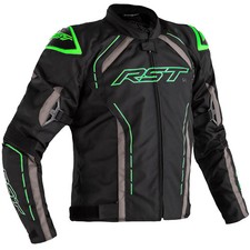 RST S1 Ce Textile Waterproof Motorcycle Motorbike Jacket - Black / Grey / Green