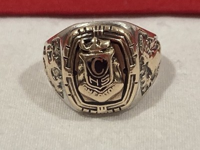 1934 CHS High School Class Ring LGB 925 Sterling Silver & 10k Gold 