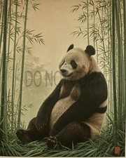Giant Panda Bamboo Forest Misty Asian Style Wildlife Art Print